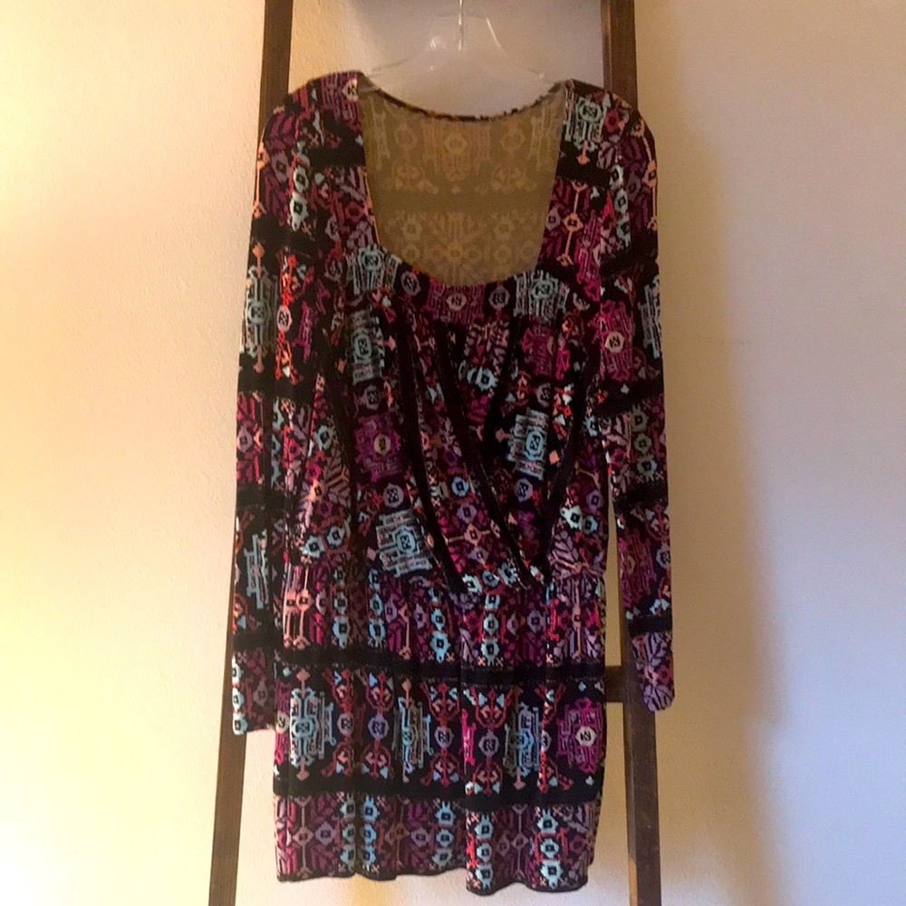 Multi Colored Long Sleeve Mini Dress